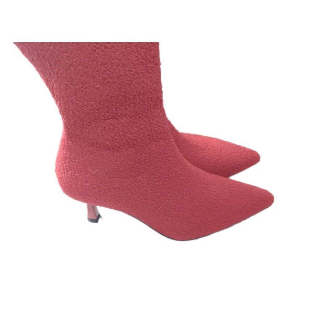 VIVAIA Abby Boots Size 7 Pointed-Toe Knee-High Heel Stretch Knit Red MSRP $269 - Picture 6 of 10